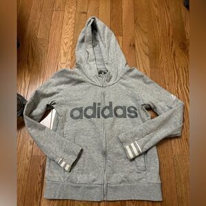 Girls Adidas Zip Up Hoodie Sweatshirt